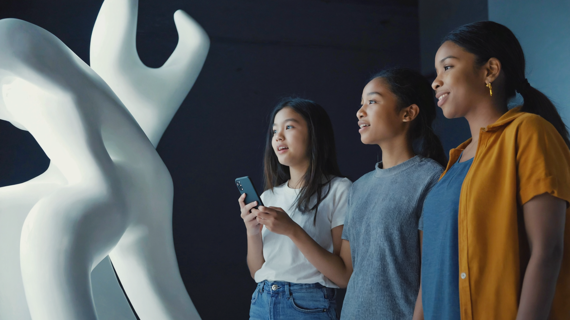 Gen4 A group of people young and old in a museum one is using their phone to look a a 2 10255628 2